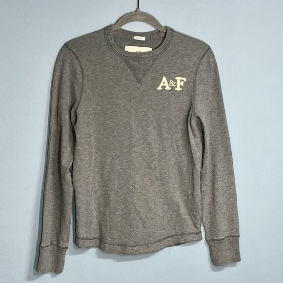 Vtg Abercrombie‎ Men Muscle Fit Gray Crewneck Sweatshirt Small Logo Y2K Preppy - Picture 1 of 10